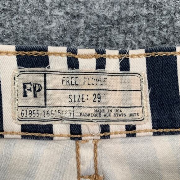 Free People Pants Womens 29 Multi Cotton Blend Zip Stripe Pockets Skinny Ankle - Picture 5 of 13